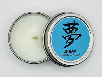 Dream Good Karma Candle 4oz – intention candle for restful sleep, intuition, inspiration, and peaceful dreams.
