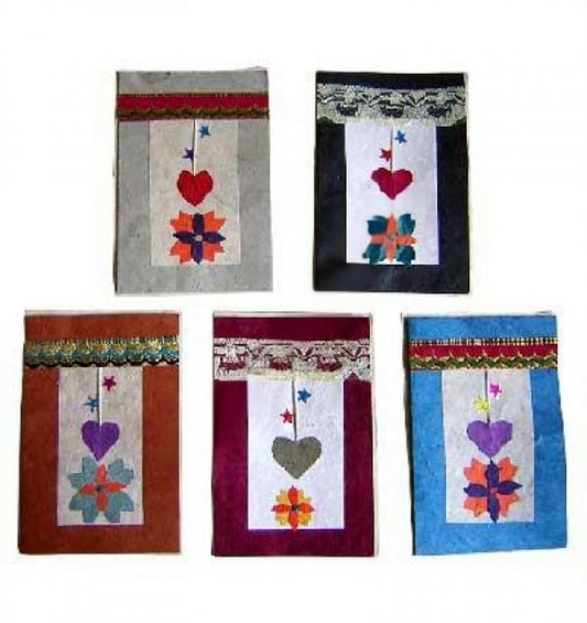 Hanging Heart Design Lokta Paper Greeting Cards 4x6"