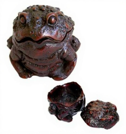 Frog Shaped Box With Shell Lid Figurine Resin 2.16x2.55"