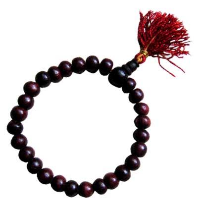 Rosewood Wrist Mala 7mm 27 Bead Bracelet - Yellow Tassel