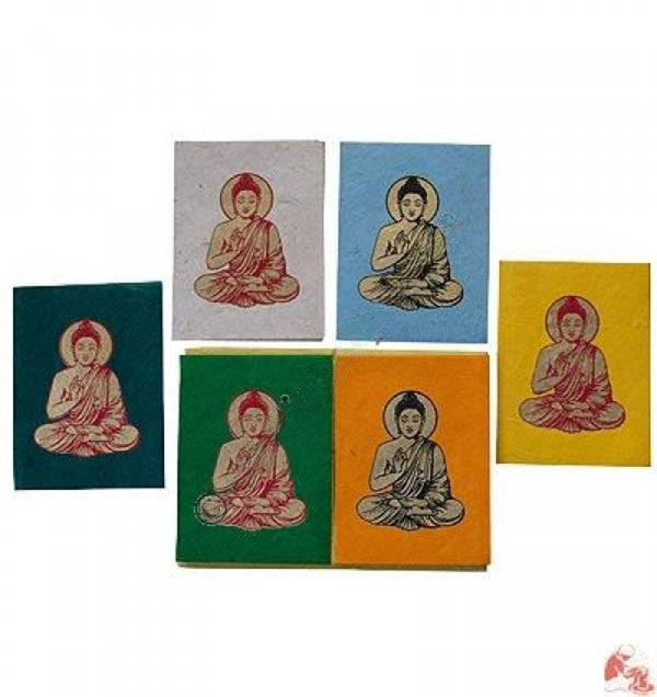 Buddha Print Lokta Paper Greeting Cards 4x6" Assorted Color