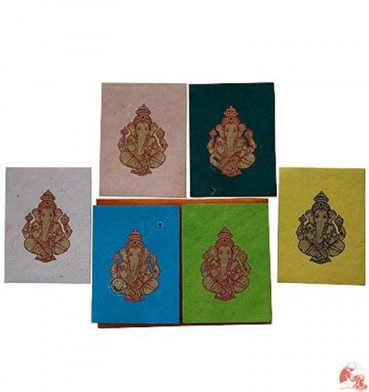 Ganesh Print Lokta Paper Greeting Cards 4x6" Assorted Color at Namaste Bookshop near Union Square, NYC