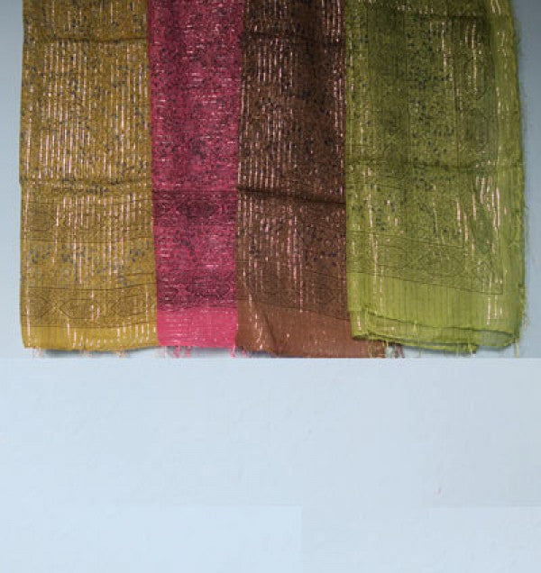 Cotton Jari Mixed Printed Square Scarf 36x36"