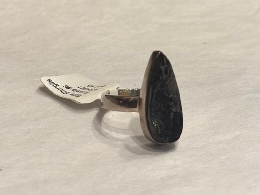 Elite Shungite Russia Sterling Silver Ring size 6 – powerful protective crystal jewelry from Russia known for grounding and energy shielding.
