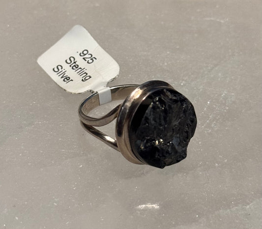 Elite Shungite Russia Sterling Silver Ring size 7 – powerful protective crystal jewelry from Russia known for grounding and energy shielding.
