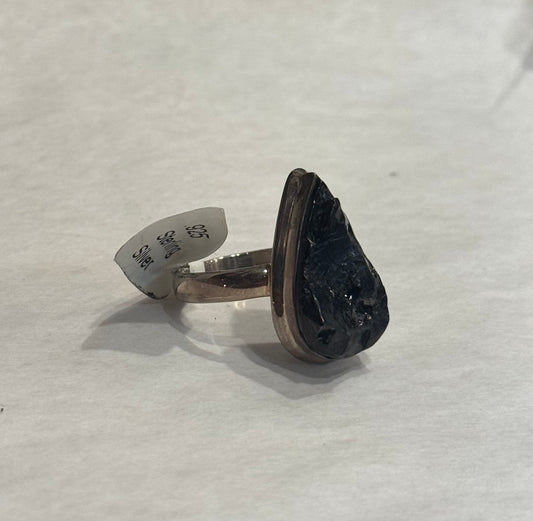 Elite Shungite Russia Sterling Silver Ring size 8 – powerful protective crystal jewelry from Russia known for grounding and energy shielding.
