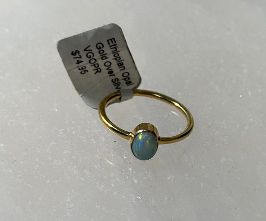 Ethiopian Oval Gold Sterling Silver Ring Size 7 – unique Ethiopian oval stone with gold accents set in sterling silver for elegant jewelry.
