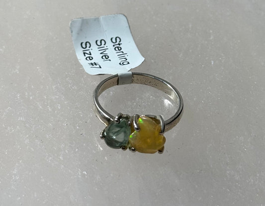 Ethiopian Oval & Green Kyanite Sterling Silver Ring Size 7 – unique Ethiopian oval stone paired with green kyanite in sterling silver for elegant style.

