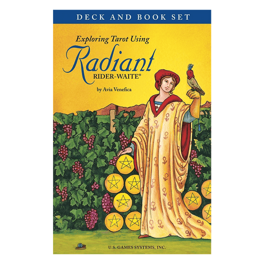 Exploring Tarot Using Radiant Rider-Waite by Avia Venefica – a 78-card deck with guidebook for intuitive tarot learning and symbolism.
