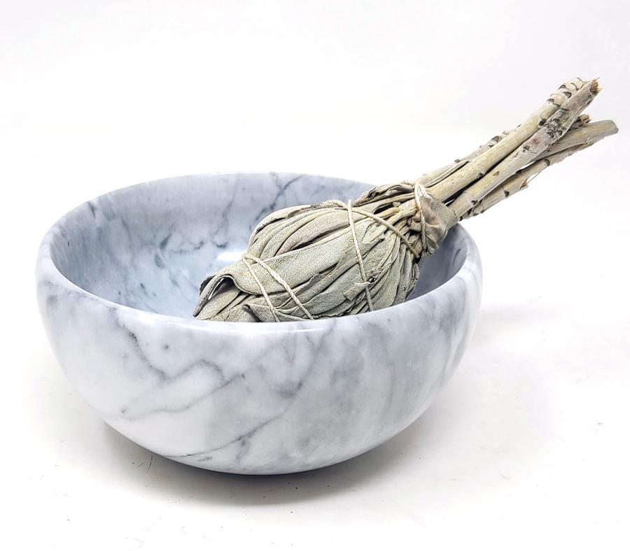 White Marble Bowl 4" Round x 2" High