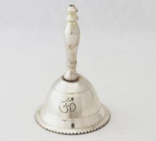 Om Silver Plated Altar Bell - 3"H