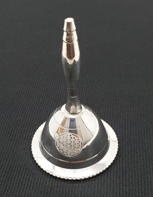Flower of Life Silver Plated Altar Bell - 3"H