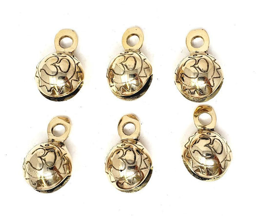 Om Carved Ghungroo Brass Bells 2" High