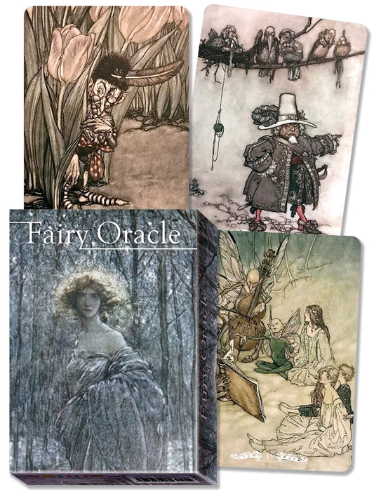 Fairy Oracle by Arthur Rackham & Jaymi Elford – an enchanting deck featuring classic fairy art and insightful messages for magical guidance and wonder.
