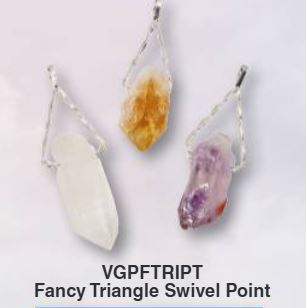Gemstone Fancy Triangle Swivel Silver Plated Pendant