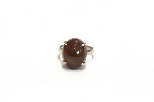 Fire Agate Mexico Ring size 7 – fiery iridescent crystal jewelry known for grounding and protective energy.
