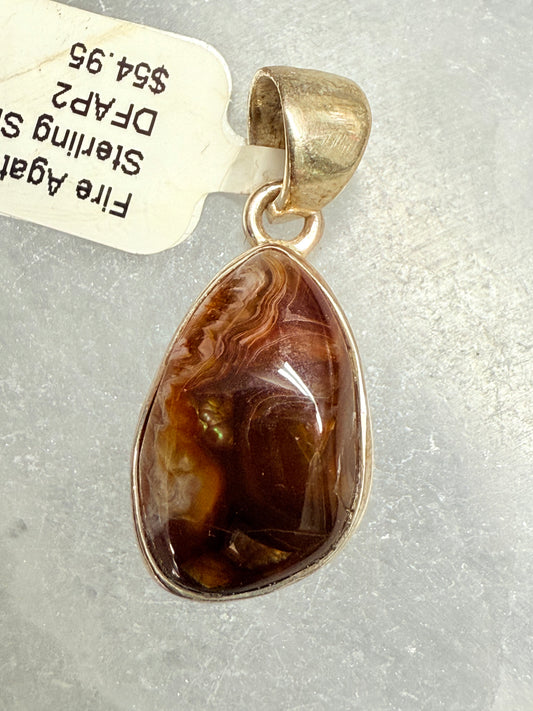 Fire Agate Sterling Silver Pendant – fiery crystal jewelry for protection, vitality, and grounding energy flow.