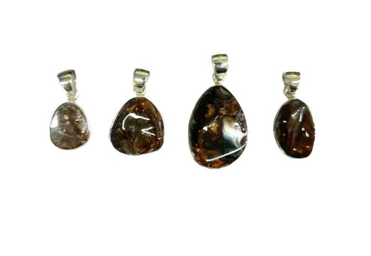 Fire Agate Free Form Sterling Silver Pendant