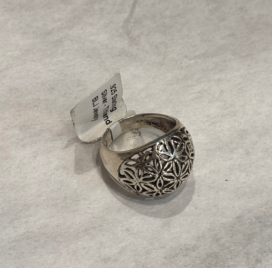 Flower of Life Sterling Silver Ring size 7 – intricate silver jewelry featuring sacred geometry symbolizing creation and harmony.
