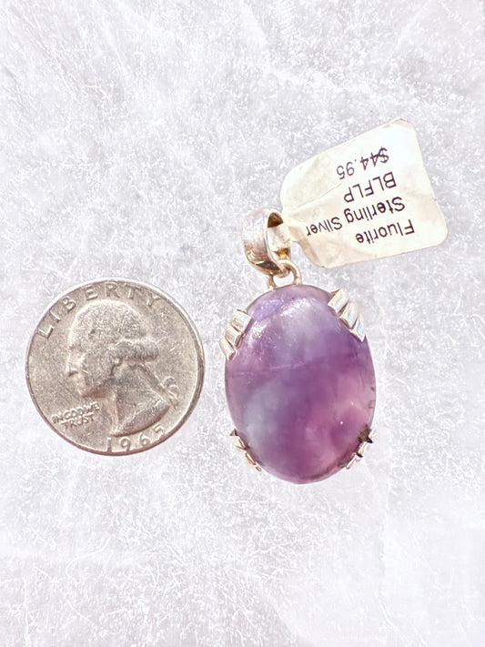 Fluorite Oval Gemstone Sterling Silver Pendant – vibrant crystal jewelry known for mental clarity and spiritual protection.