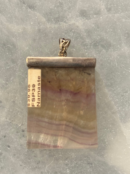 Fluorite Sterling Silver Pendant – vibrant crystal jewelry known for clarity, focus, and spiritual protection.