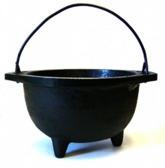 Cast Iron Cauldron 6"D - Cast Iron Cauldron with handle, ideal for smudging, incense burning, ritual purpose,
