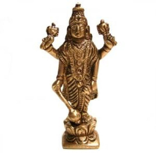 Lord Vishnu Brass 3.75"H 2"W Statue