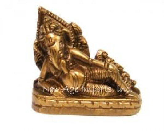 Laying Ganesh Brass 2" Statue