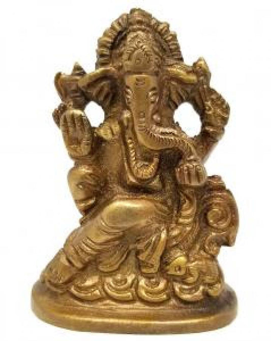 Ganesh Brass 3x2.5" Statue