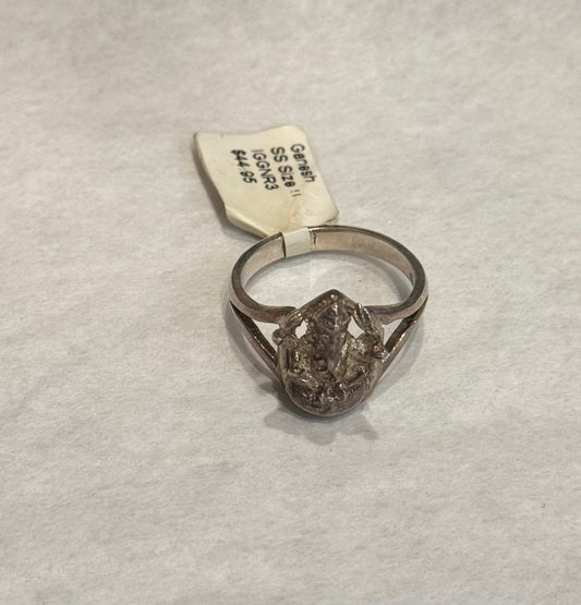 Ganesh Carved Sterling Silver Ring size 9 – intricately carved silver jewelry featuring Lord Ganesh symbolizing wisdom, prosperity, and remover of obstacles.
