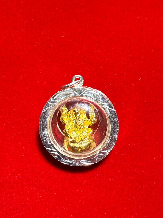 Ganesh Sterling Silver Pendant – sacred silver jewelry featuring Lord Ganesh symbol representing wisdom, prosperity, and remover of obstacles.
