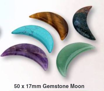 50 x 17mm Gemstone Crescent Moon