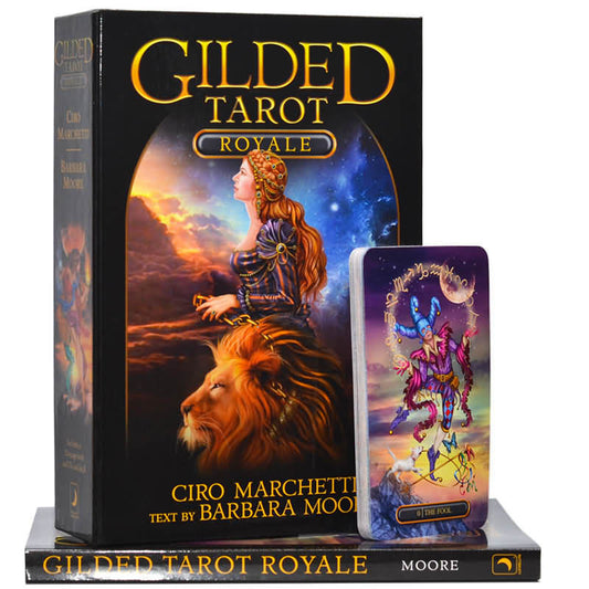 Gilded Tarot Royale by Ciro Marchetti – a stunning tarot deck featuring rich, jewel-toned imagery and borderless design, inspired by medieval fantasy themes.
