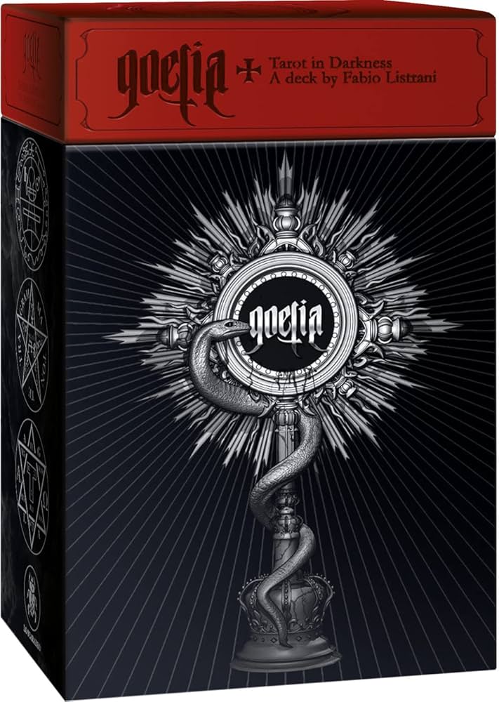 Goetia: Tarot in Darkness by Fabio Listrani – a 78-card occult tarot deck drawing from demonology and the Ars Goetia with haunting visuals.
