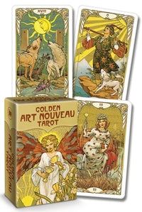 Golden Art Nouveau Tarot Mini by Giulia F. Massaglia – a radiant mini tarot deck with elegant, gilded artwork.
