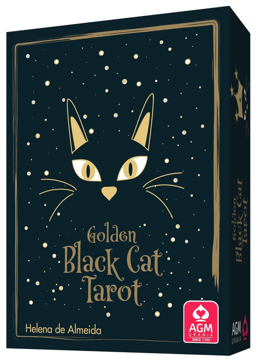 "Golden Black Cat Tarot by Helena de Almeida – a mystical, feline-themed tarot deck with golden accents and intuitive symbolism."
