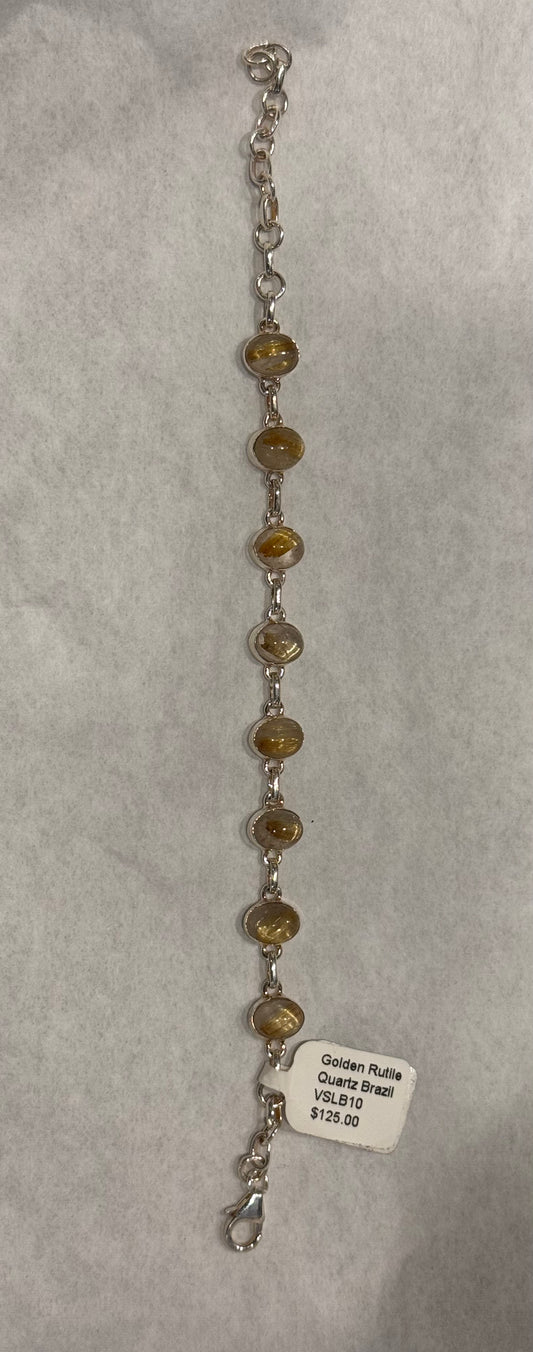 Golden Rutile Quartz Brazil Bracelet – radiant crystal jewelry with golden needle inclusions, enhancing clarity and vitality.
