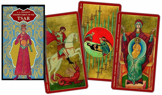 Golden Tarot of the Tsar by A.A. Atanassov – sacred, gilded tarot deck inspired by Russian iconography and Christian mysticism.
