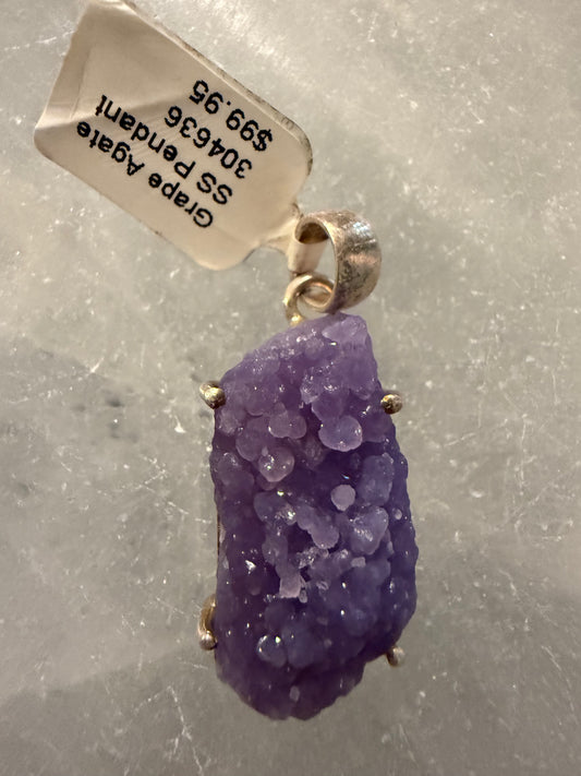 Grape Agate Sterling Silver Pendant – delicate purple crystal jewelry known for calming energy and spiritual growth.