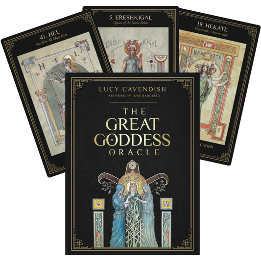 The Great Goddess Oracle by Lucy Cavendish & Jake Baddeley – divine feminine power and sacred wisdom from goddess archetypes.
