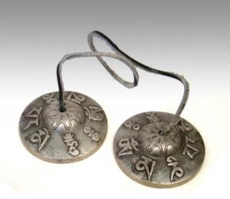 Om Mani Pame Hum Tibetan Cymbals Tingsha Bell 3"D
