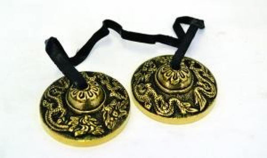 Dragon Carved Tibetan Cymbals Tingsha Bell 2"D