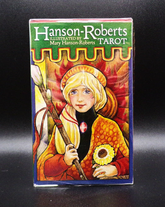 Hanson-Roberts Tarot Deck and Book Set by Mary Hanson-Roberts – 78-card deck and 78-page guidebook featuring gentle, pastel-colored illustrations inspired by the Rider-Waite system, ideal for beginners and collectors.
