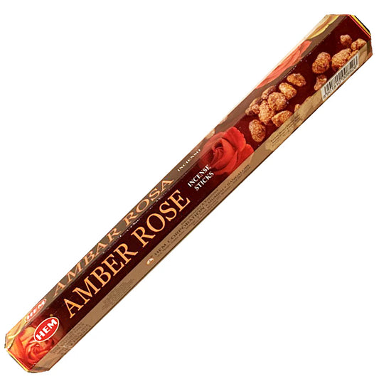 HEM Amber Rose Incense Sticks – warm amber and delicate rose fragrance to create a romantic and comforting ambiance.
