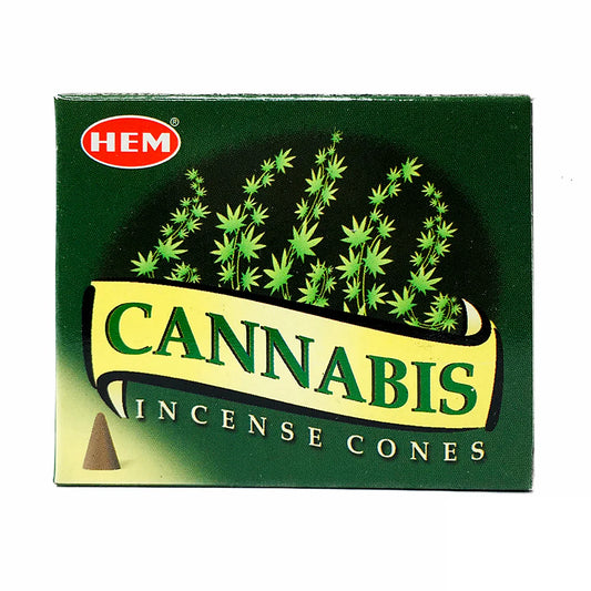 Hem Cannabis Traditional Incense Cones – earthy aromatic incense cones inspired by cannabis for relaxation, grounding, and balance.
