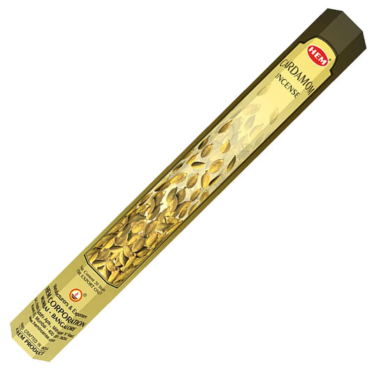 HEM Cardamom Incense Sticks – warm, spicy cardamom scent that energizes and uplifts your space.
