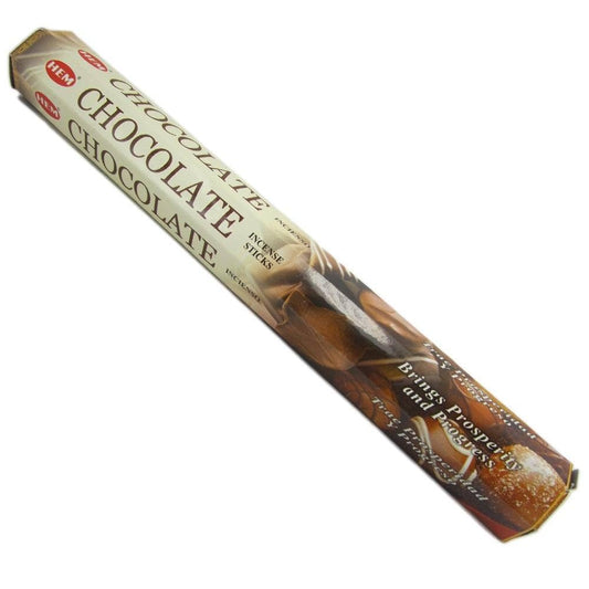 HEM Chocolate Orange Incense Sticks – rich blend of chocolate and citrus orange for a warm, indulgent aroma.
