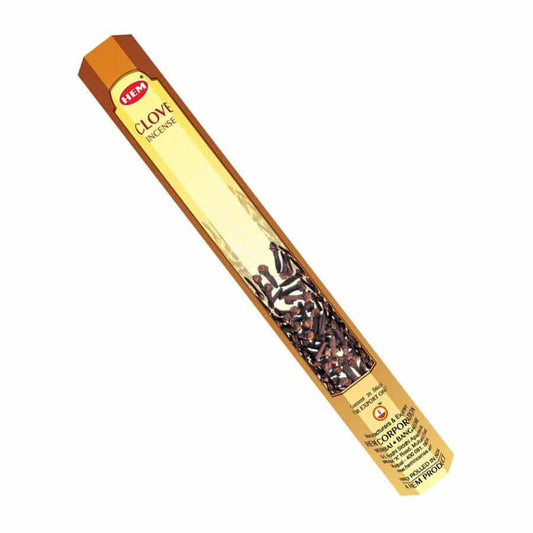 HEM Clove Incense Sticks – rich, spicy clove fragrance known for its cleansing and energizing properties.
