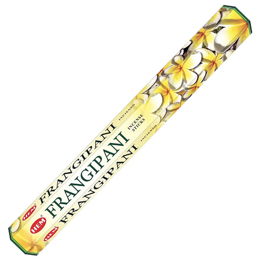 HEM Frangipani Incense Sticks – tropical, sweet floral scent that creates a calming and uplifting environment.
