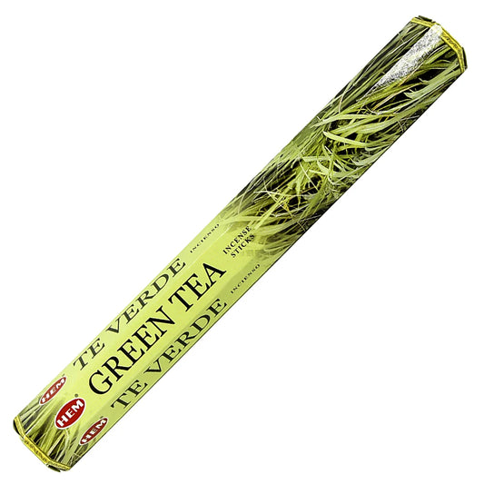 HEM Green Tea Incense Sticks – fresh, calming green tea scent perfect for relaxation and mental clarity.
